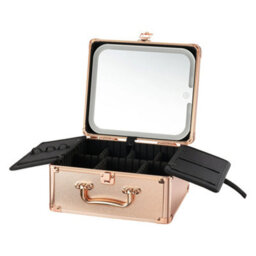 Living And Home Rose Gold Portable Usb Rechargeable Adjustable Lighting Makeup Case With Led Mirror, 25Cm W X 12.5Cm D X 21.5Cm H - thumbnail 4
