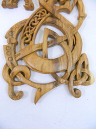 Wooden Dragon Wolf Wall Art Carving Hanging Tile Plaque - Fenrir - thumbnail 3