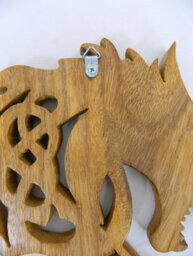 Wooden Dragon Wolf Wall Art Carving Hanging Tile Plaque - Fenrir - thumbnail 2