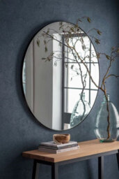 Garden Trading Cherington Indoor Round Wall Hallway Mirror 100Cm Black Steel