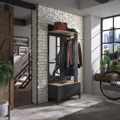 Diagone Oak & Black Hallway Unit - image 1