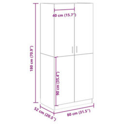 Vidaxl Wardrobe Old Wood 80X52X180 Cm Engineered Wood - thumbnail 9