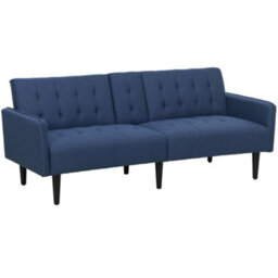 Wyld Haus Rolano Dark Blue 3-Seater Sofa Bed With Tufted Diamond Pattern And Split-Back Recline - thumbnail 2