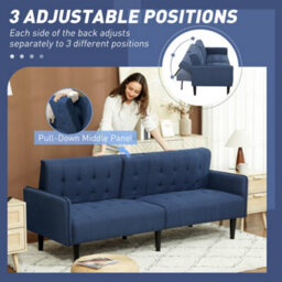 Wyld Haus Rolano Dark Blue 3-Seater Sofa Bed With Tufted Diamond Pattern And Split-Back Recline - thumbnail 7