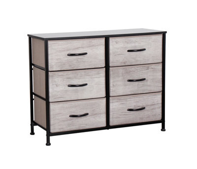 Requena Chest Of Drawers, 6 Drawers With Wood Top And Large Storage Space, Easy To Install Room Organizer Cd-5826-Grey-Black