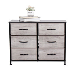 Requena Chest Of Drawers, 6 Drawers With Wood Top And Large Storage Space, Easy To Install Room Organizer Cd-5826-Grey-Black - thumbnail 4