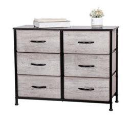 Requena Chest Of Drawers, 6 Drawers With Wood Top And Large Storage Space, Easy To Install Room Organizer Cd-5826-Grey-Black - thumbnail 5
