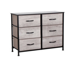 Requena Chest Of Drawers, 6 Drawers With Wood Top And Large Storage Space, Easy To Install Room Organizer Cd-5826-Grey-Black - thumbnail 1