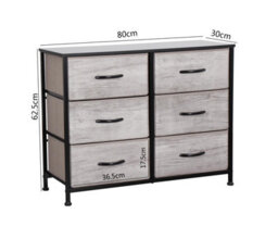 Requena Chest Of Drawers, 6 Drawers With Wood Top And Large Storage Space, Easy To Install Room Organizer Cd-5826-Grey-Black - thumbnail 2