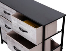 Requena Chest Of Drawers, 6 Drawers With Wood Top And Large Storage Space, Easy To Install Room Organizer Cd-5826-Grey-Black - thumbnail 3