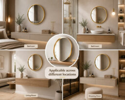 Spot On Dealz Round Gold Framed Wall Mirror Modern Decorative Circle Mirror 40Cm - thumbnail 5