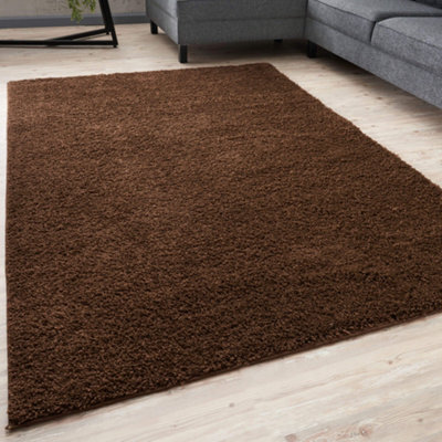 The Rugs Brown Soft Plain Design Fluffy Shaggy Rugs And Runners High Pile Living Room Kitchen Hallway 380 - image 1