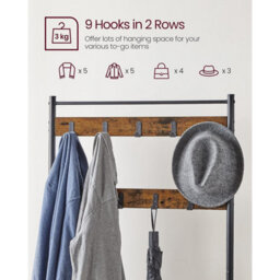 Songmics Vasagle Vintage Hat And Coat Stand Hallway Shoe Rack And Bench With Shelves Storage Organiser With Hooks Matte Metal Frame - thumbnail 5