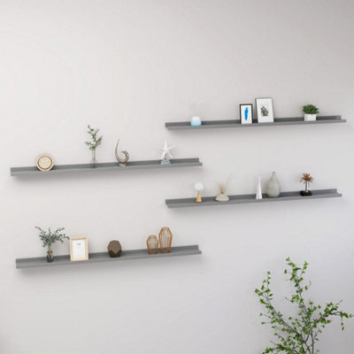 Berkfield Wall Shelves 4 Pcs Grey 115X9X3 Cm - image 1