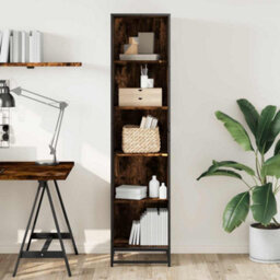 Berkfield Book Cabinet Smoked Oak 40X35X170.5 Cm Engineered Wood - thumbnail 3