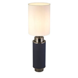 Lighting Collection Flask Table Lamp - Black Nickel, Navy & White Linen - thumbnail 1