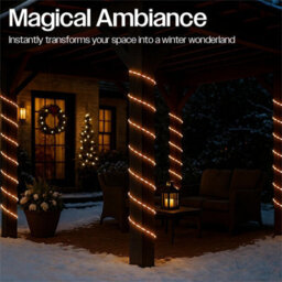 My Smart Buy 10M Candy Cane Warm White Festive Tube Light - 100 Micro Leds, 8 Function Controller, Battery Operated - Indoor Outdoor Display - thumbnail 9