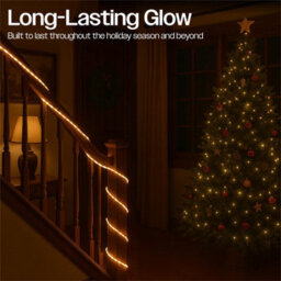 My Smart Buy 10M Candy Cane Warm White Festive Tube Light - 100 Micro Leds, 8 Function Controller, Battery Operated - Indoor Outdoor Display - thumbnail 5