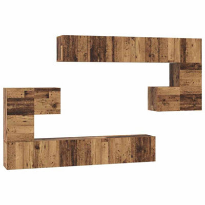 Berkfield Modern Tv Cabinet Set 10 Pcs Old Wood 180 X 30 X 90.5 Cm - image 1