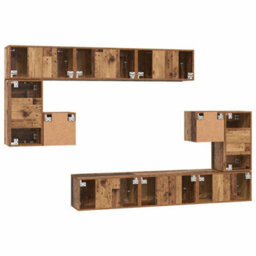 Berkfield Modern Tv Cabinet Set 10 Pcs Old Wood 180 X 30 X 90.5 Cm - thumbnail 9