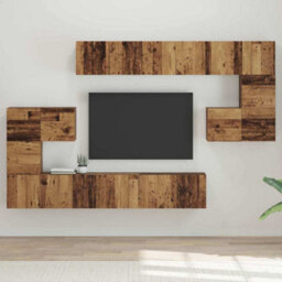 Berkfield Modern Tv Cabinet Set 10 Pcs Old Wood 180 X 30 X 90.5 Cm - thumbnail 2