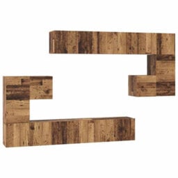 Berkfield Modern Tv Cabinet Set 10 Pcs Old Wood 180 X 30 X 90.5 Cm - thumbnail 1