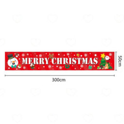 Amorly Merry Christmas Banner 0.5X3M, Red Santa Snowman Hanging Sign, Indoor Outdoor Xmas Party Holiday Decoration For Yard, Garden Fence - thumbnail 2