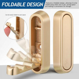 4 Pack Folding Wall Hooks, 90-Degree Folding Hooks, Invisible Coat Hooks For Bedroom And Bathroom, Gold - thumbnail 3