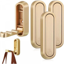 4 Pack Folding Wall Hooks, 90-Degree Folding Hooks, Invisible Coat Hooks For Bedroom And Bathroom, Gold - thumbnail 1