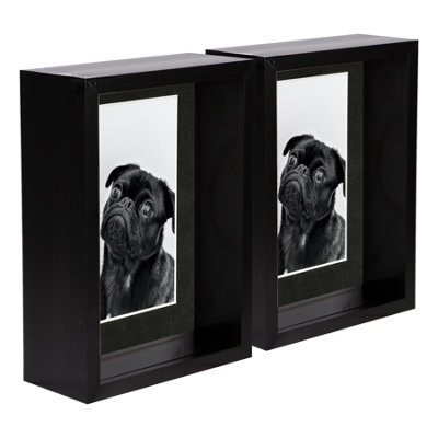 "Nicola Spring 5 X 7"" Deep Photo Frames - Black/black Mount - 3D Deep Box Picture Frame Display Case (20 X 15Cm) X2" - image 1