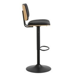 Wyld Haus Nairobi Swivel Bar Stool Set Of 2 Black Faux Leather & Oak Veneer, Height Adjustable 64 85 Cm - thumbnail 5