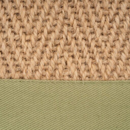 Loomed Beige Natural Jute Herringbone Pattern Non Slip Green Border Rug 60Cm X 6000Cm - thumbnail 4