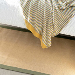 Loomed Beige Natural Jute Herringbone Pattern Non Slip Green Border Rug 60Cm X 6000Cm - thumbnail 2