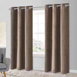 GoodHome Arntzen Taupe Plain Woven Lined Eyelet Curtain (W)117Cm (L)137Cm, Pair - thumbnail 2