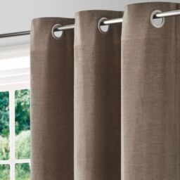 GoodHome Arntzen Taupe Plain Woven Lined Eyelet Curtain (W)117Cm (L)137Cm, Pair - thumbnail 4