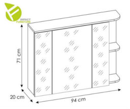 Impact Furniture Bathroom Mirror Cabinet Wall Shelf Storage Unit 940mm Scandi Modern Oak Finish Open Display Shelves Plat - thumbnail 5