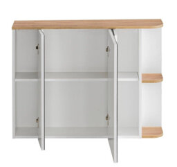 Impact Furniture Bathroom Mirror Cabinet Wall Shelf Storage Unit 940mm Scandi Modern Oak Finish Open Display Shelves Plat - thumbnail 2