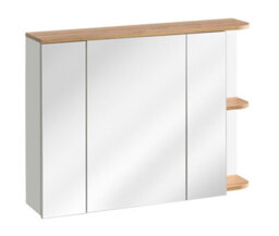 Impact Furniture Bathroom Mirror Cabinet Wall Shelf Storage Unit 940mm Scandi Modern Oak Finish Open Display Shelves Plat