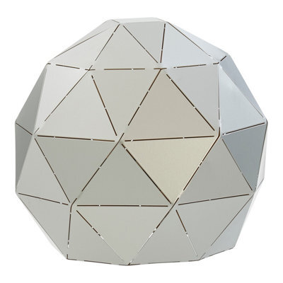Orsina Silver Finish Table Lamp, Gold Inner Shade Table Light For Living Room, Durable Geometric Lamp - image 1
