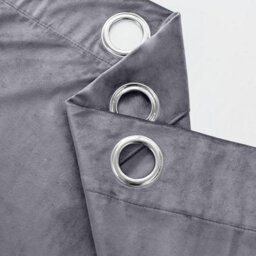 Ameha Grey Velvet Crushed Curtains Blackout Thermal Insulated Ring Top Ready Made Standard Window Curtain Pair 66'' X 54'' - thumbnail 3