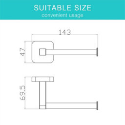 143mm Black Wall Mounted Toilet Paper Holder Tissue Holder Rustproof - thumbnail 2