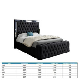 Gemia Mirror Upholstered Soft Velvet Designer Bed Frame - thumbnail 5