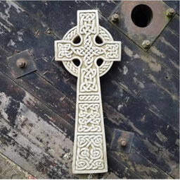 Burgess Celtic Cross Large Hanging Plaque Wall Decoration Stone Statue Handmade British Welsh Sculpture Outdoor Garden - thumbnail 1