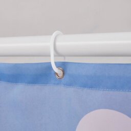 Neel Blue Sky Blue Bubble Printed Polyester Shower Curtain, Water-Resistant Bathroom Curtain With 12 Hooks - 180X200Cm - thumbnail 2