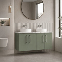 Balterley Bramshall 1200mm Wall Hung Vanity Unit With Laminate Worktop For Modern Bathroom Storage - Satin Green - thumbnail 4