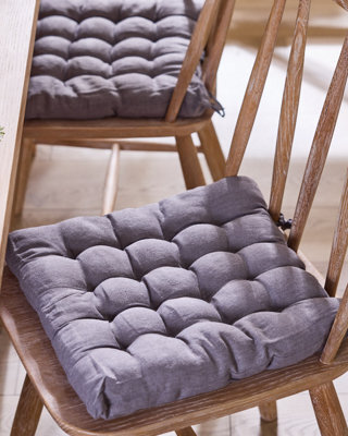 Dibor Set Of 2 Grey Indoor Outdoor Seat Pads Chair Cushions (L)40Cm X (W)40Cm - image 1