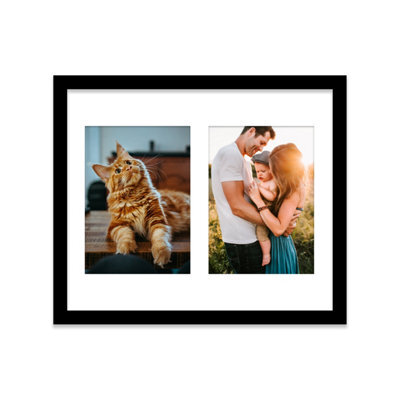12X10 Inch 2 Opening Photo Collage Frame, Display Two 7X5 Inch Photos, Multi Aperture Family Picture Frame, Black - image 1