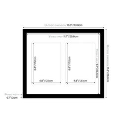 12X10 Inch 2 Opening Photo Collage Frame, Display Two 7X5 Inch Photos, Multi Aperture Family Picture Frame, Black - thumbnail 4