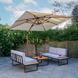 Jack Stonehouse Jsh Sicily 4 Seater Corner Patio Sofa Set With Polywood Coffee Table Grey Outdoor Garden Furniture 8Cm Padded Cushions - thumbnail 2