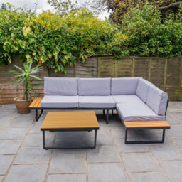 Jack Stonehouse Jsh Sicily 4 Seater Corner Patio Sofa Set With Polywood Coffee Table Grey Outdoor Garden Furniture 8Cm Padded Cushions - thumbnail 5